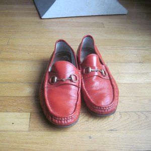 AUTHENTIC MEN'S GUCCI 1953 PATENT LEATHER LOAFERS ~ORANGE~